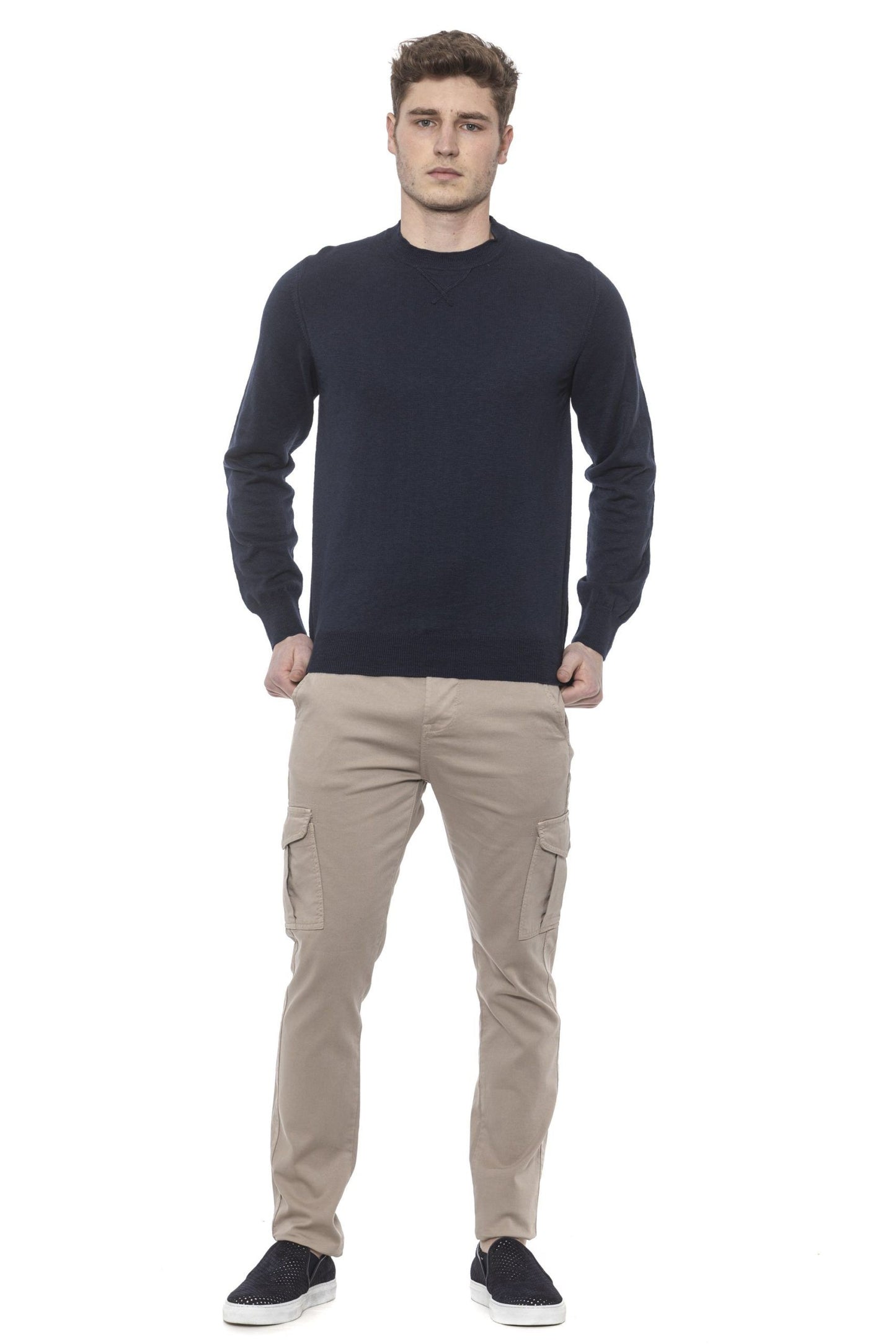 Elegant Crewneck Cotton Sweater for Men