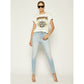 High-Waist Slim Light Blue Jeans