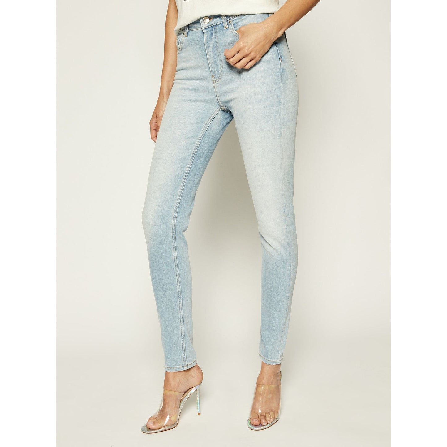 High-Waist Slim Light Blue Jeans