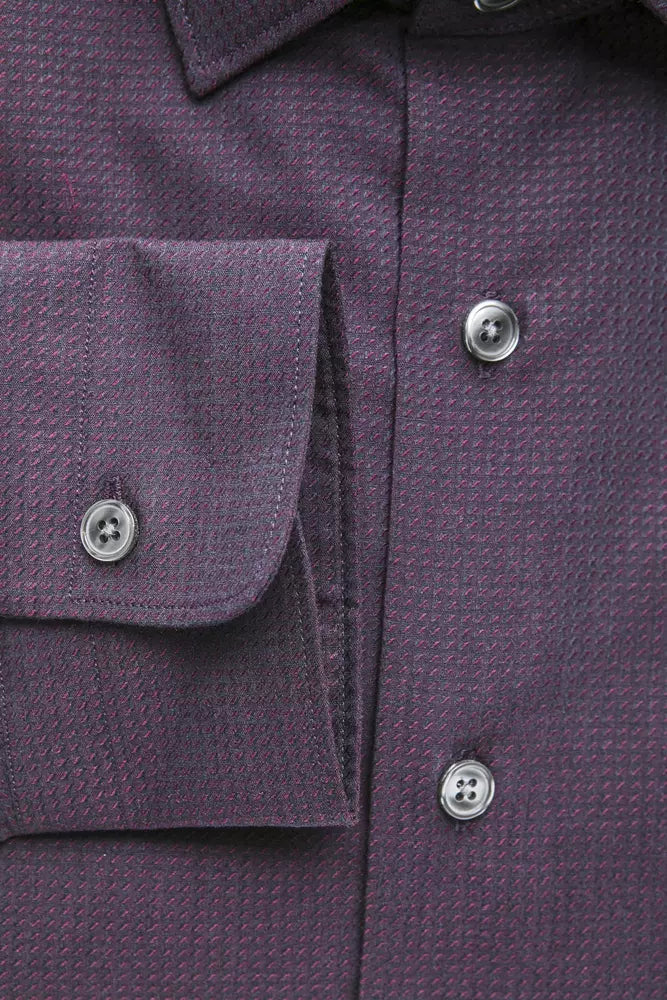 Burgundy Slim Collar Shirt - Medium Elegance