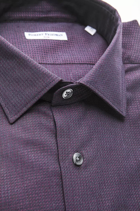 Burgundy Slim Collar Shirt - Medium Elegance