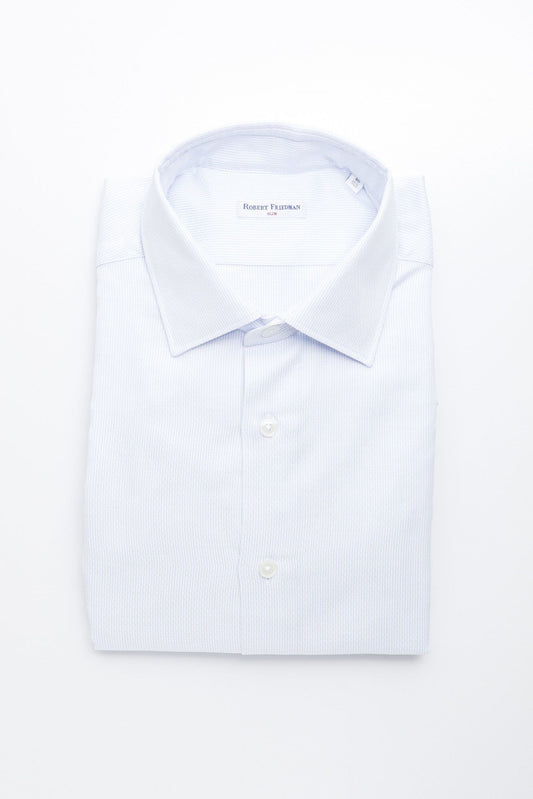 Elegant Light-Blue Cotton Men's Shirt