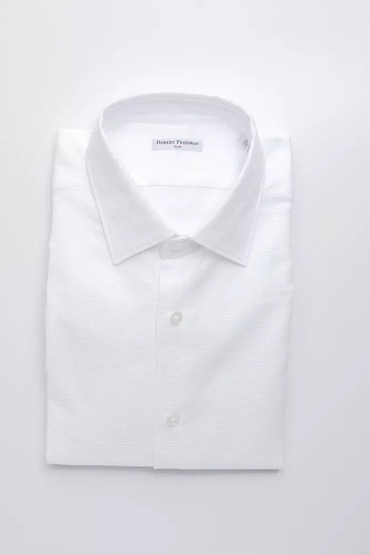 Elegant White Slim-Fit Cotton Shirt