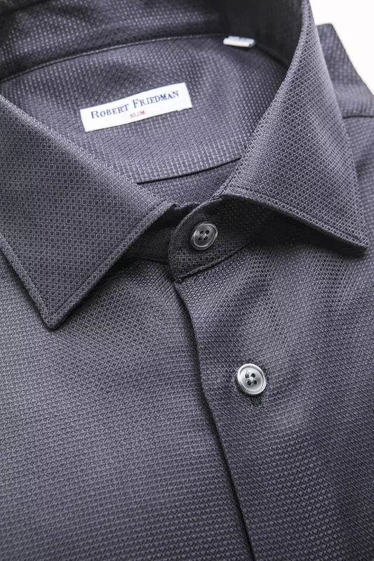 Elegant Medium Slim Collar Men's Blue Shirt