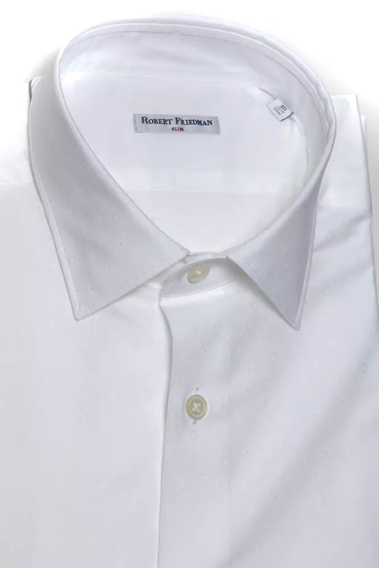 Elegant White Cotton Slim Shirt for Men
