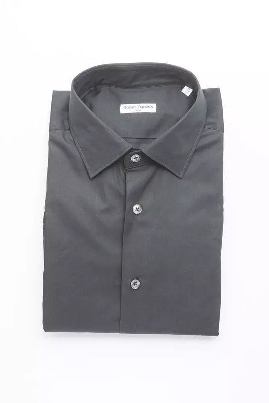 Elegant Medium Slim Collar Black Shirt
