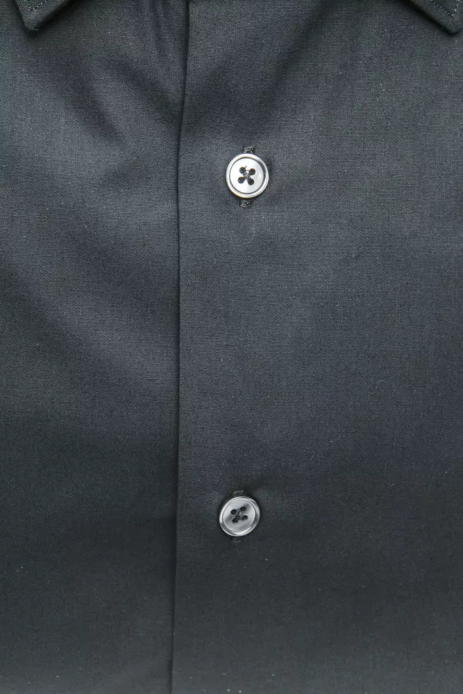 Elegant Medium Slim Collar Black Shirt
