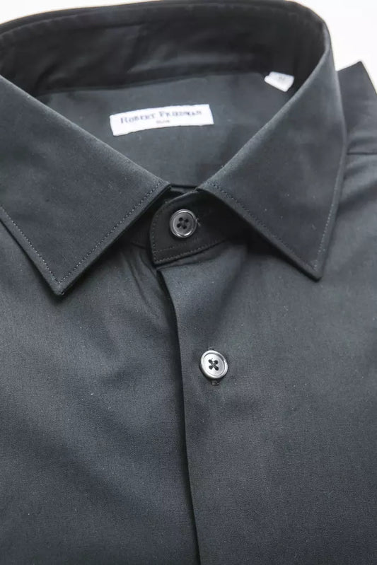 Elegant Medium Slim Collar Black Shirt
