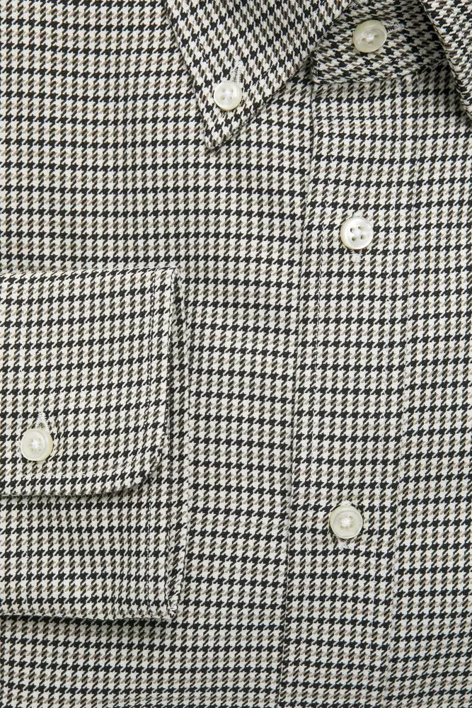 Beige Cotton Button Down Regular Shirt
