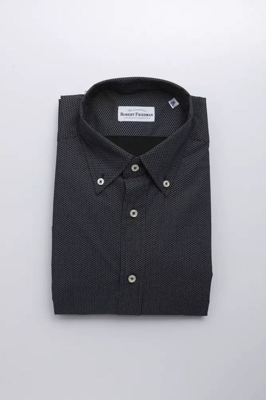 Elegant Black Cotton Button-Down Shirt