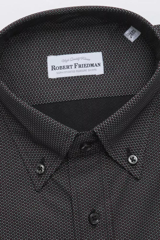 Elegant Cotton Button-Down Shirt in Black