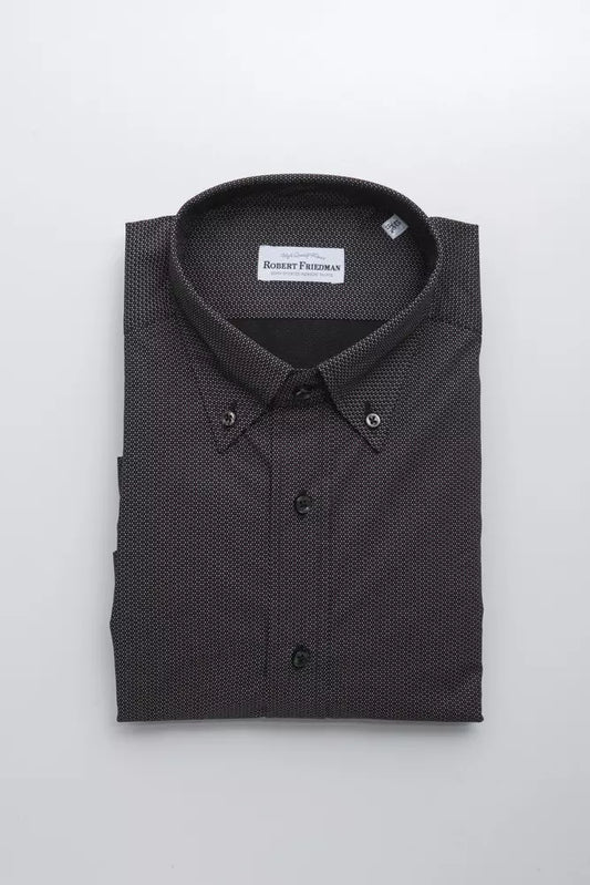 Elegant Cotton Button-Down Shirt in Black