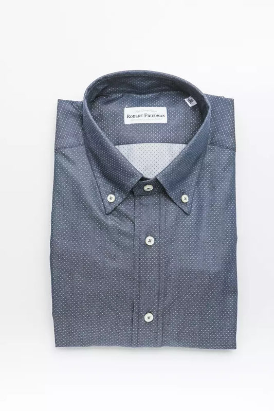 Elegant Blue Cotton Regular Fit Shirt