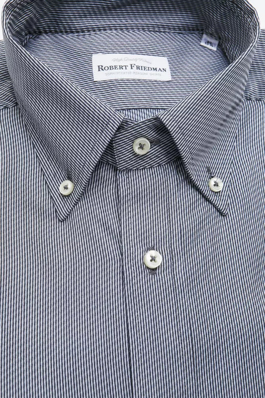 Elegant Blue Cotton Button-Down Shirt