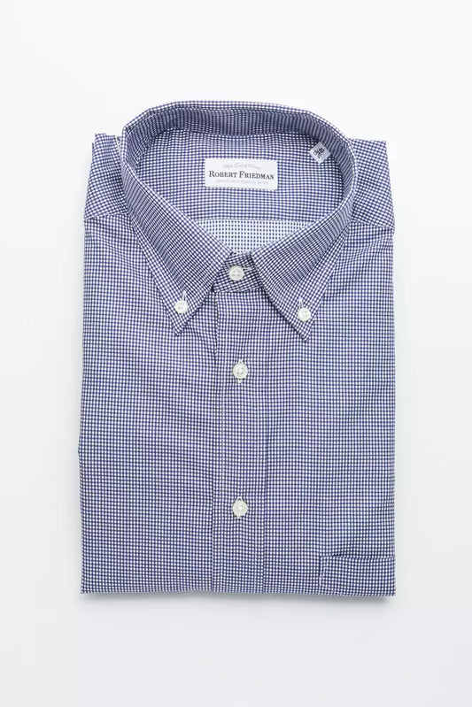 Elegant Blue Cotton Button-Down Shirt