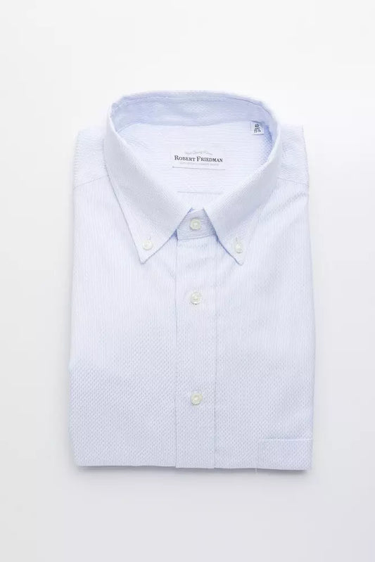 Elegant Light Blue Cotton Button-Down Shirt