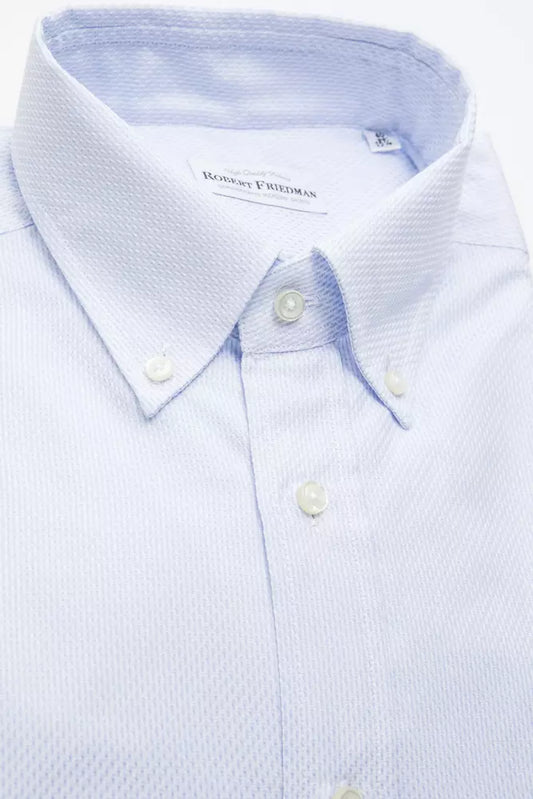 Elegant Light Blue Cotton Button-Down Shirt
