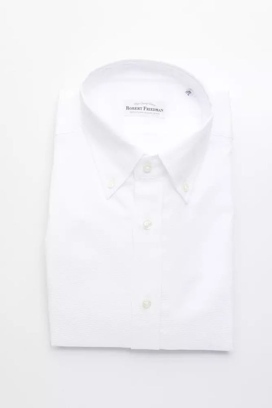 Elegant White Cotton Button-Down Shirt