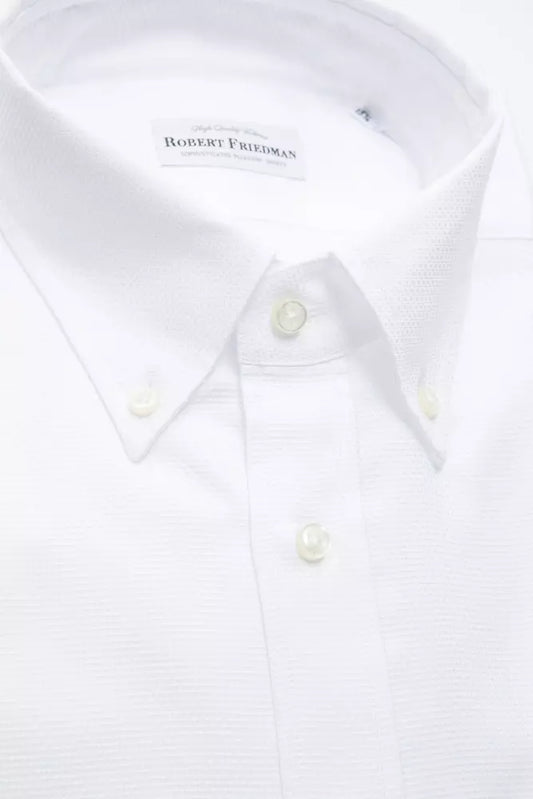 Elegant White Cotton Button-Down Shirt
