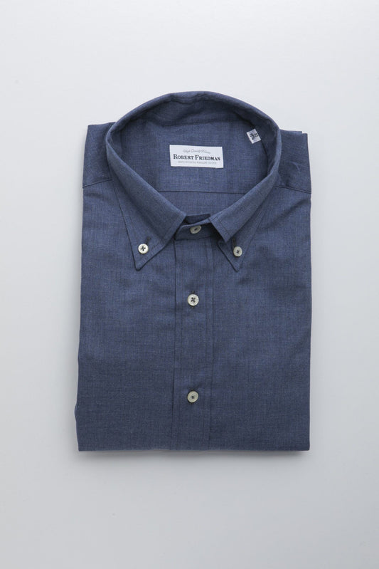 Elegant Blue Cotton Button-Down Shirt