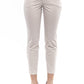 Elegant Beige Stretch Slim Trousers