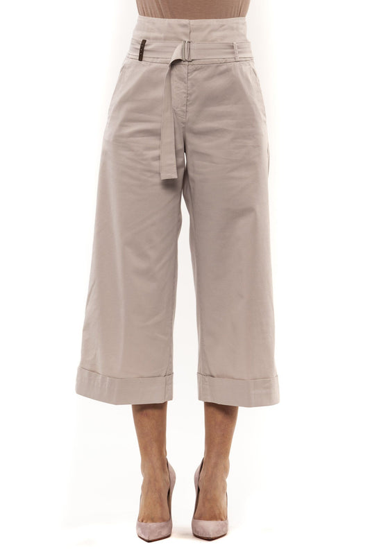 Elegant Beige Palazzo Trousers with Belt