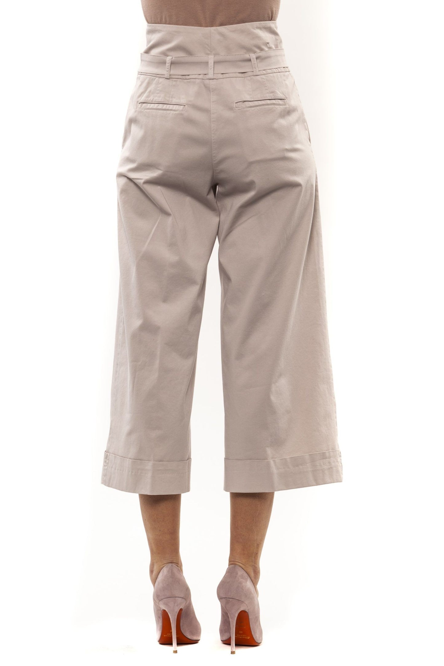 Elegant Beige Palazzo Trousers with Belt