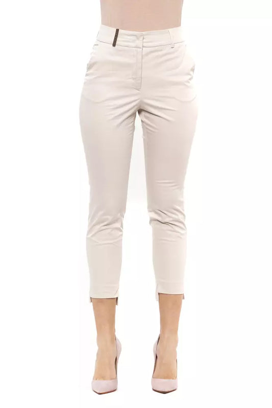 Chic Beige Stretch Slim Fit Trousers