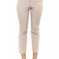 Elegant Beige Stretch Slim Trousers