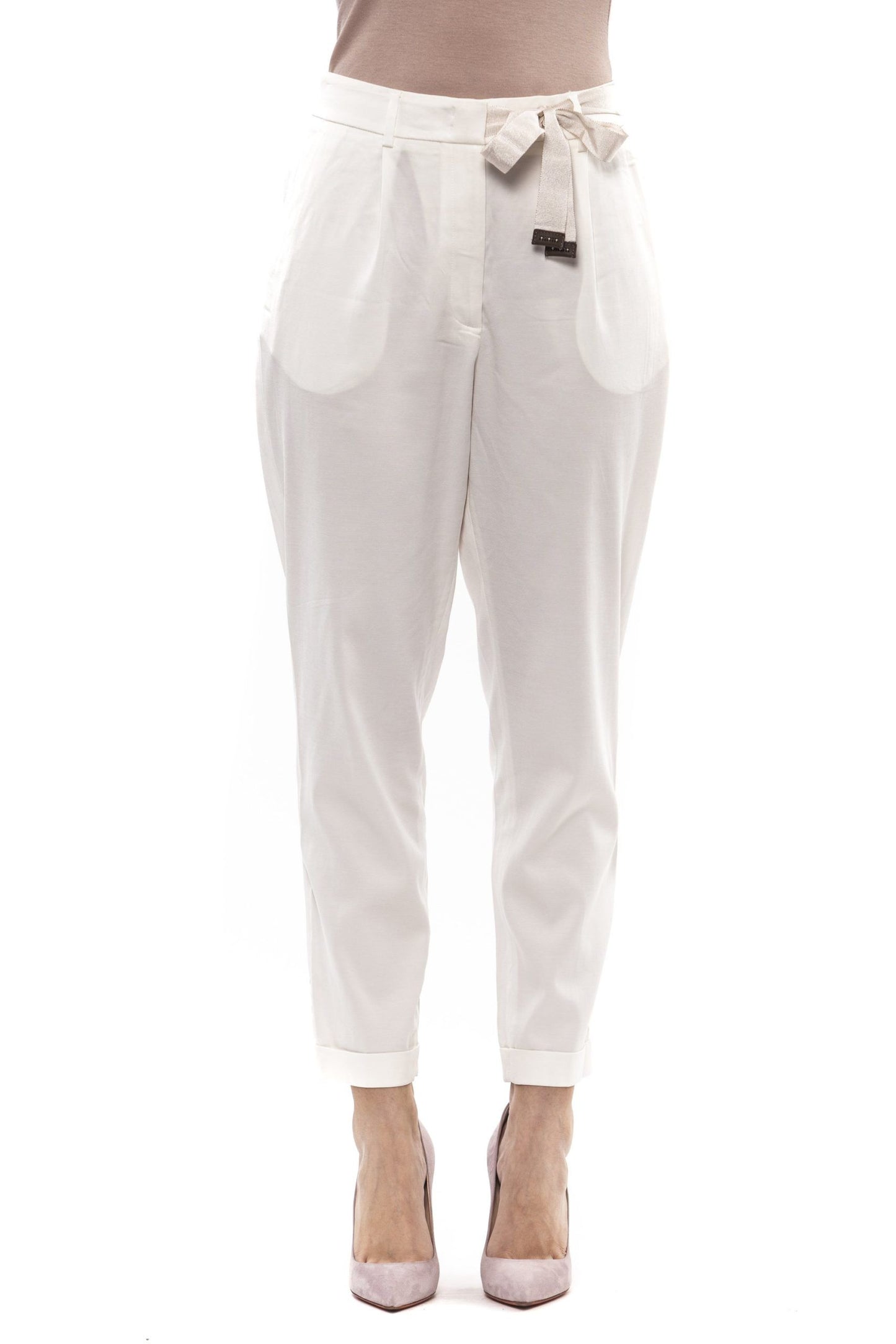 Elegant High-Waisted Trousers with Fabric Belt
