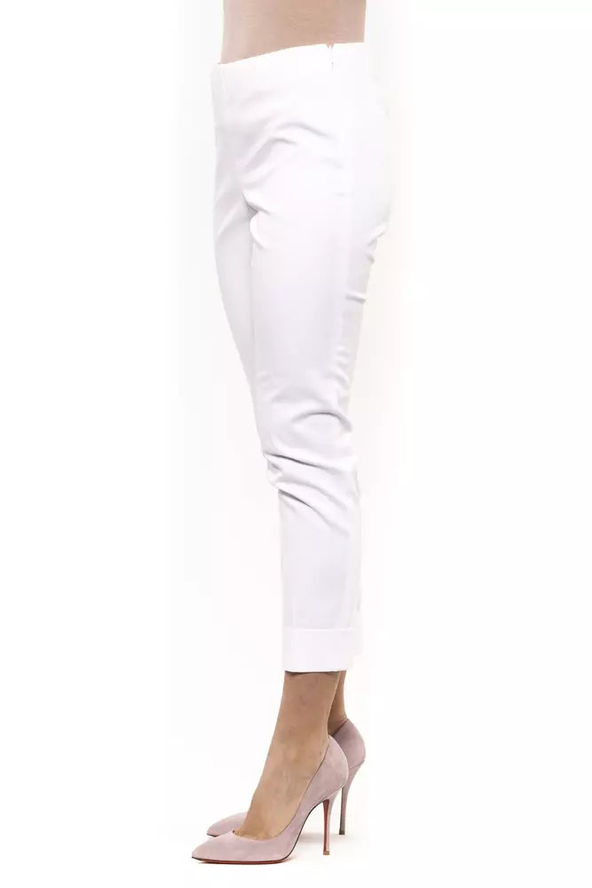 Elegant High Waist White Cone Trousers