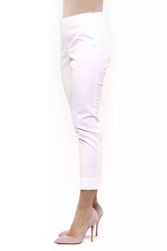 Elegant High Waist White Cone Trousers