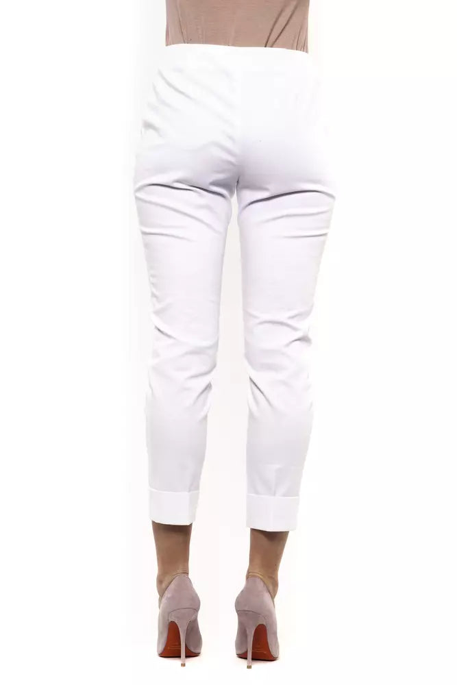 Elegant High Waist White Cone Trousers