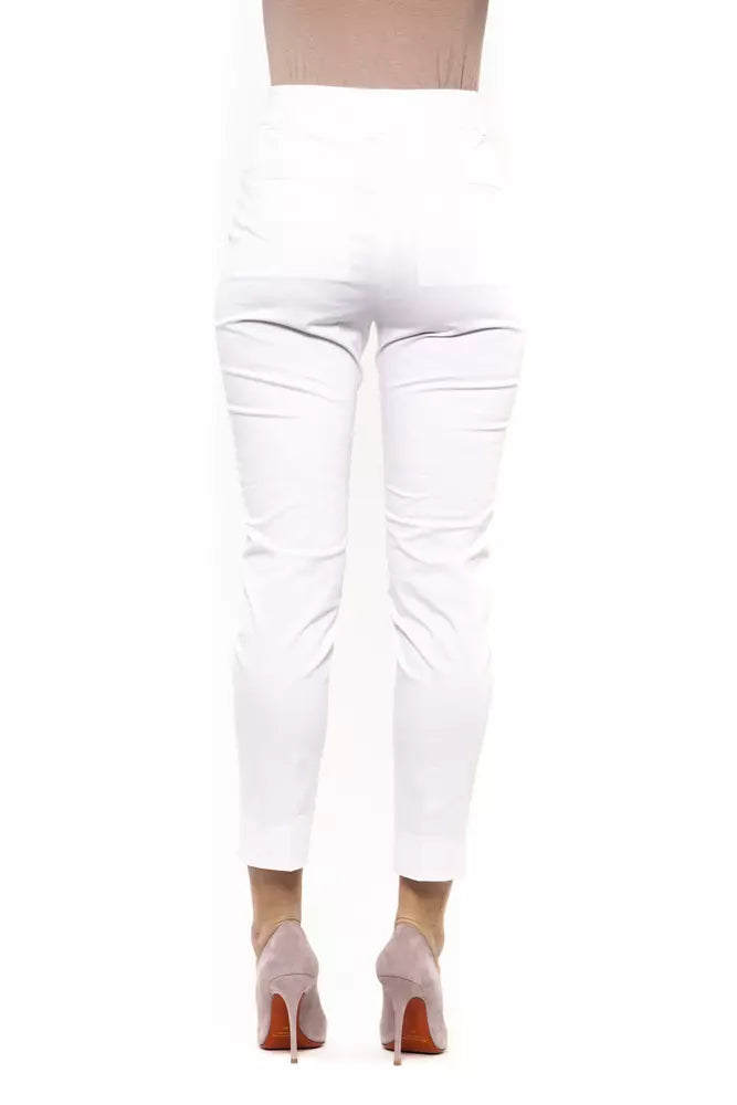 Elegant White Slim-Fit Stretch Trousers