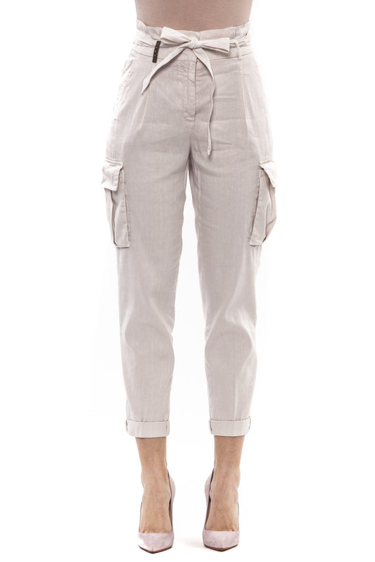 Elegant Beige High-Waisted Trousers