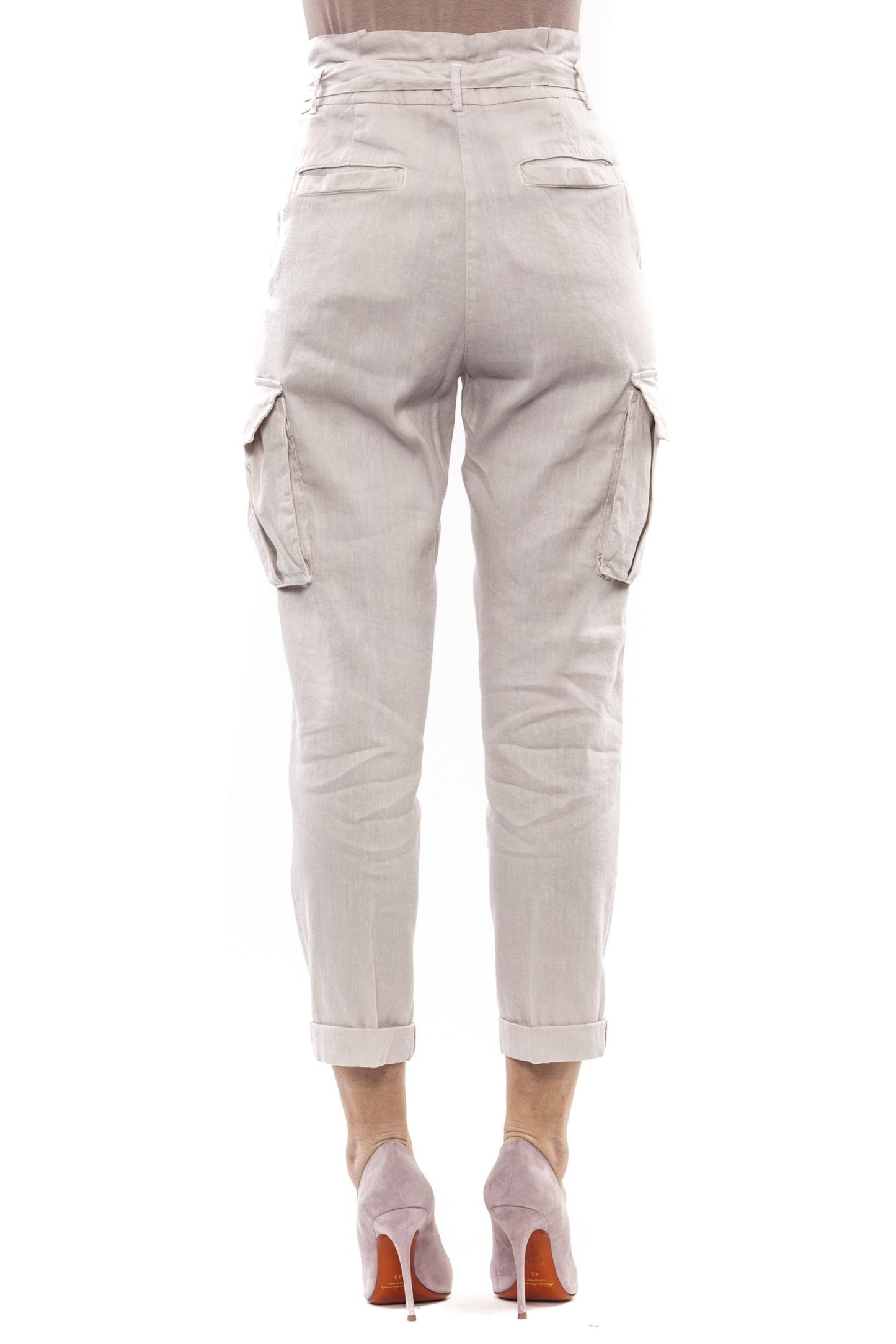 Elegant Beige High-Waisted Trousers