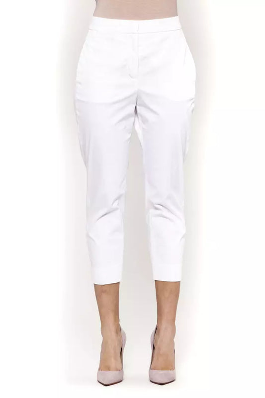 Elegant White Stretch Slim Trousers