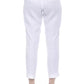 Chic White Soft-Fit Trousers with Metallic Detail