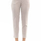 Beige Regular Waist Elastic Trousers