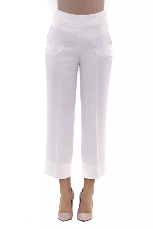 Chic White Palazzo Pants with Comfort Stretch