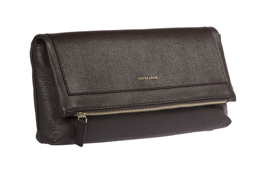 Elegant Tumbled Leather Clutch with Metal Chain