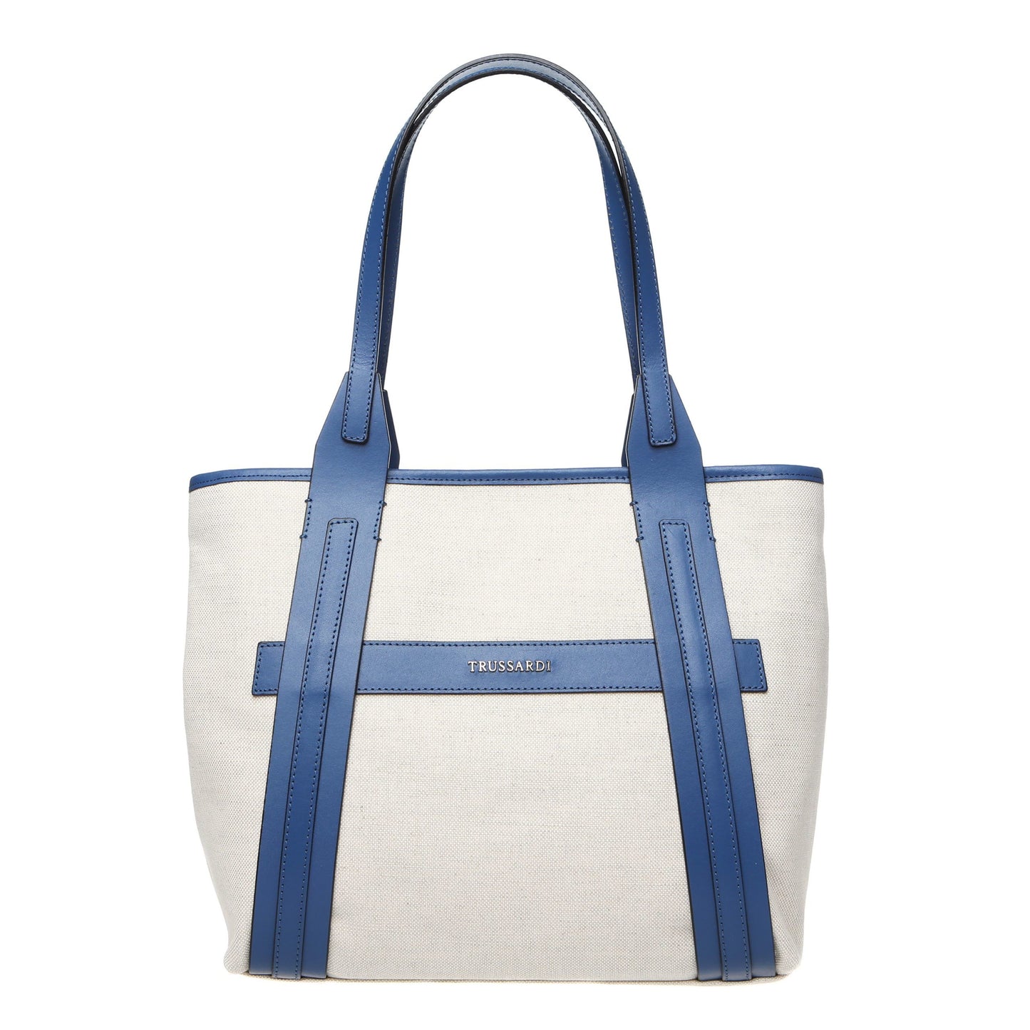 Chic White Fabric Shoulder Bag with Leather Accents