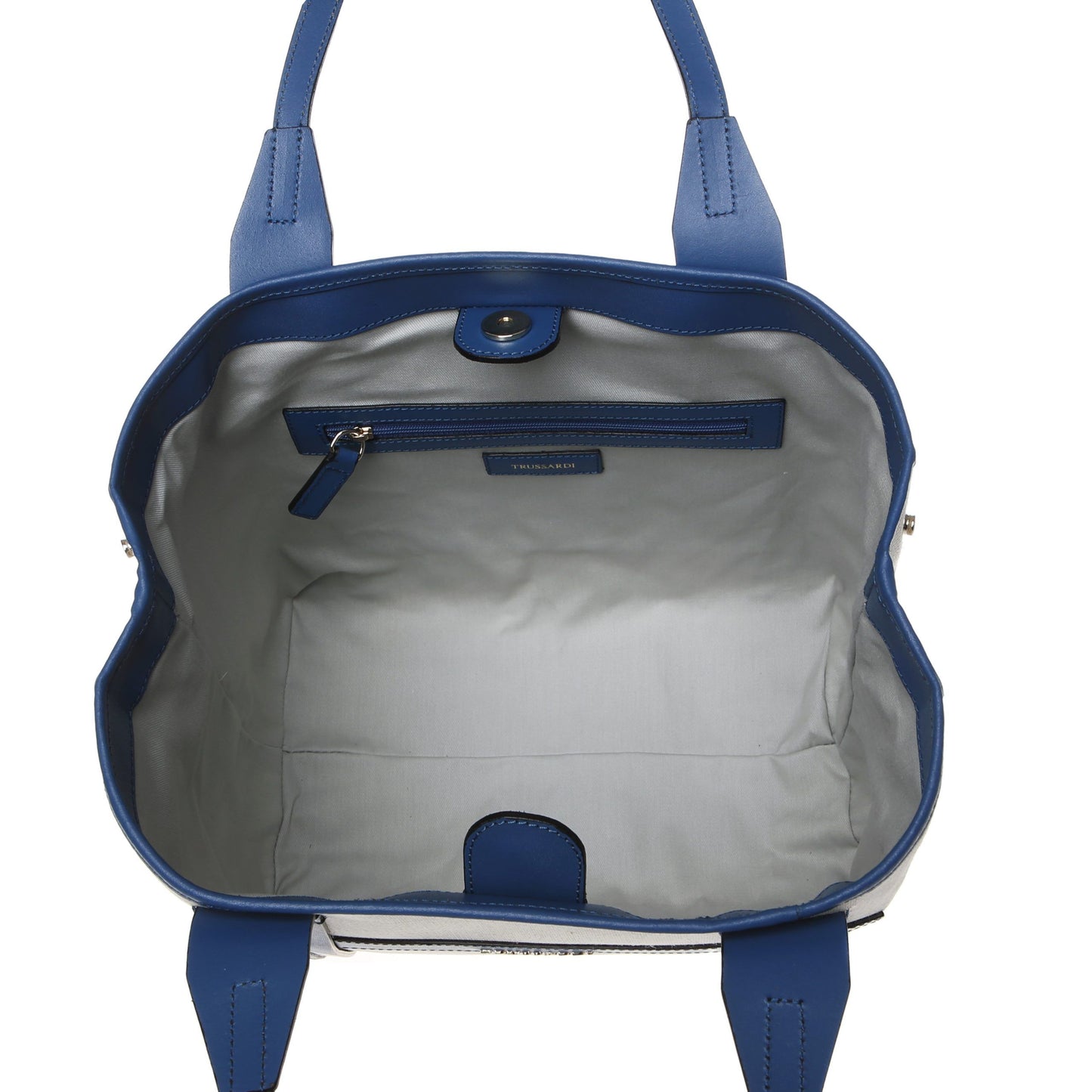 Chic White Fabric Shoulder Bag with Leather Accents