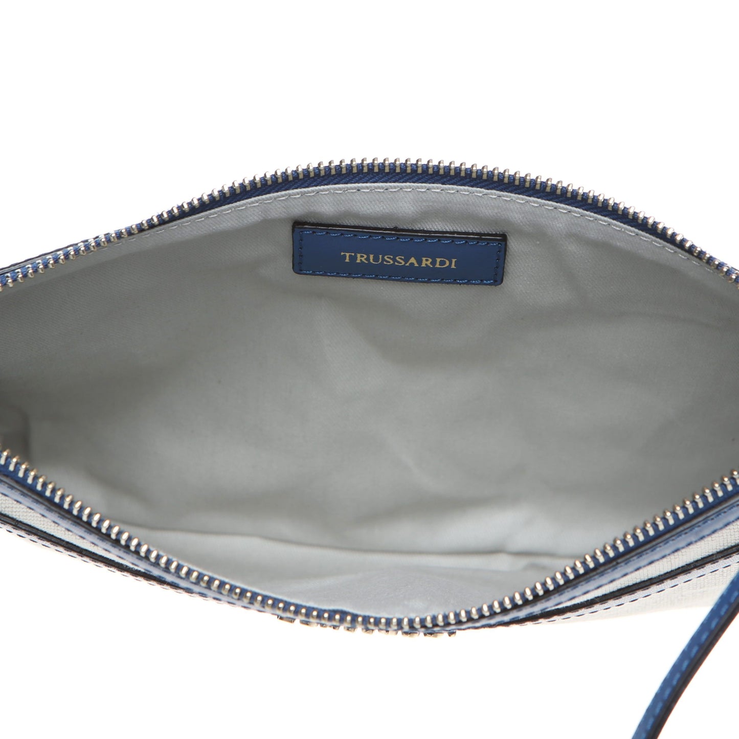 Chic White Fabric and Leather Shoulder Strap