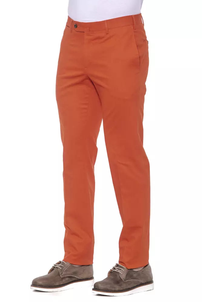 Elegant Red Cotton Blend Trousers for Men