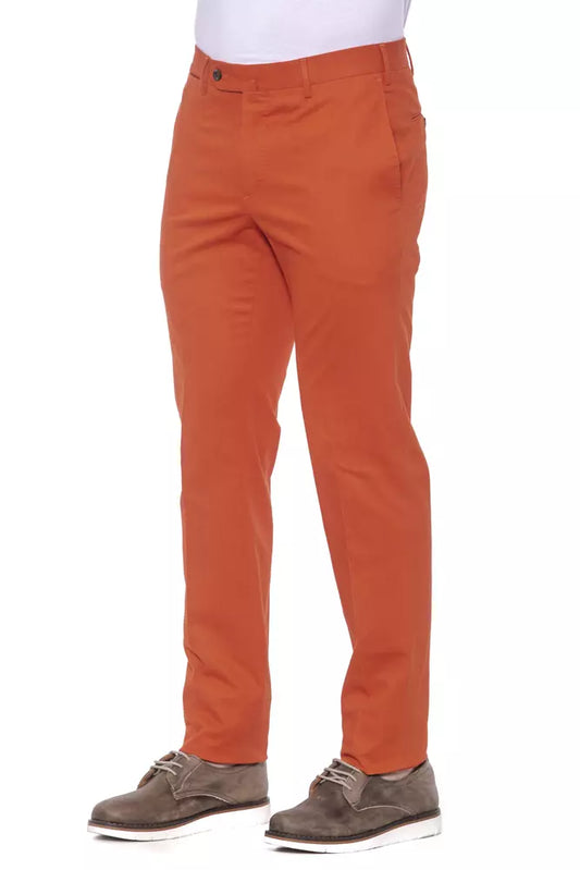 Elegant Red Cotton Blend Trousers for Men