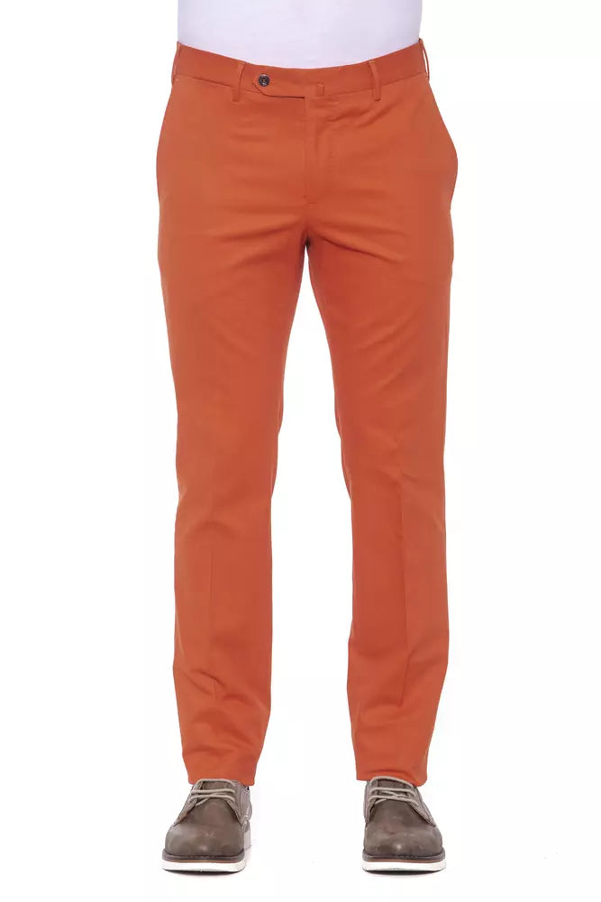 Elegant Red Cotton Blend Trousers for Men