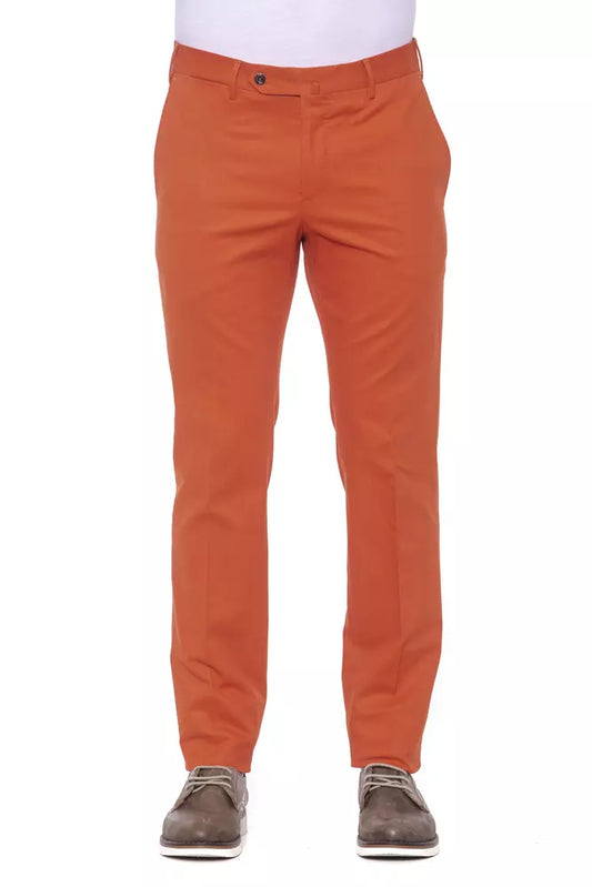 Elegant Red Cotton Blend Trousers for Men