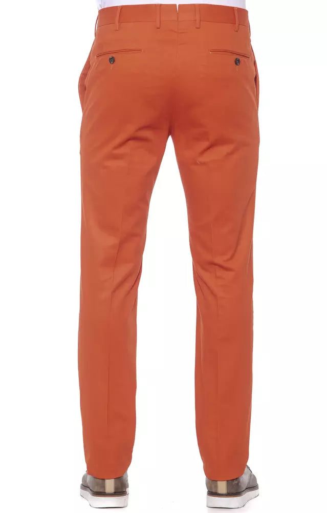 Elegant Red Cotton Blend Trousers for Men