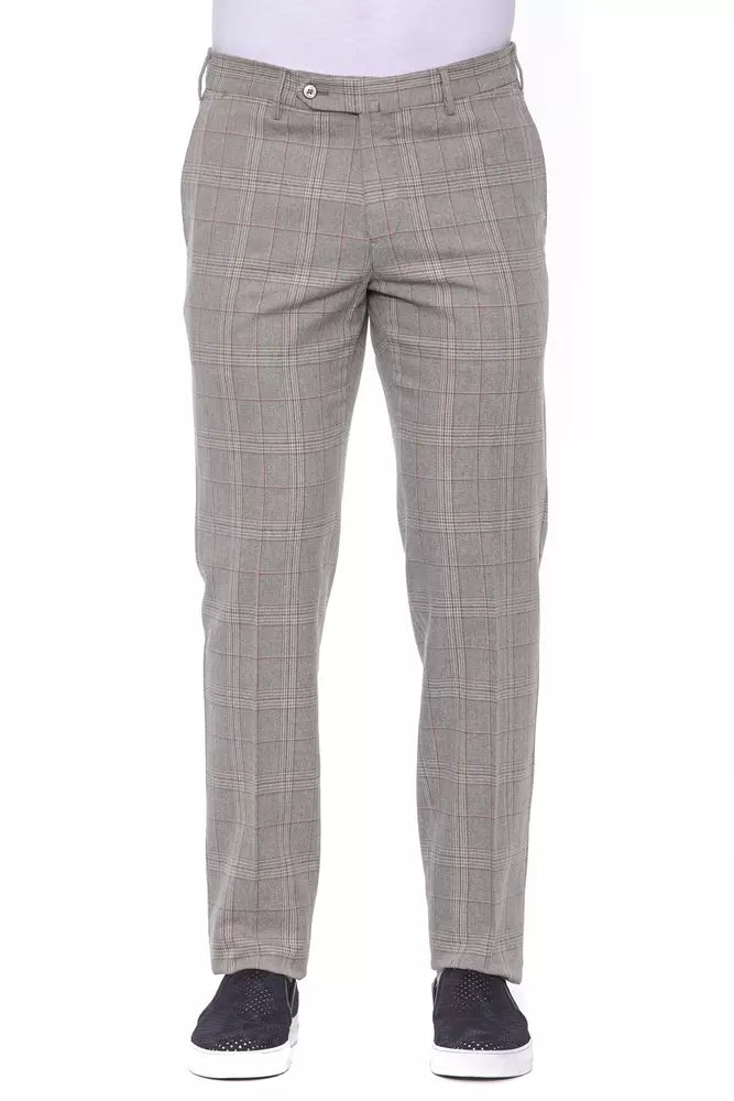 Elegant Beige Prince of Wales Trousers